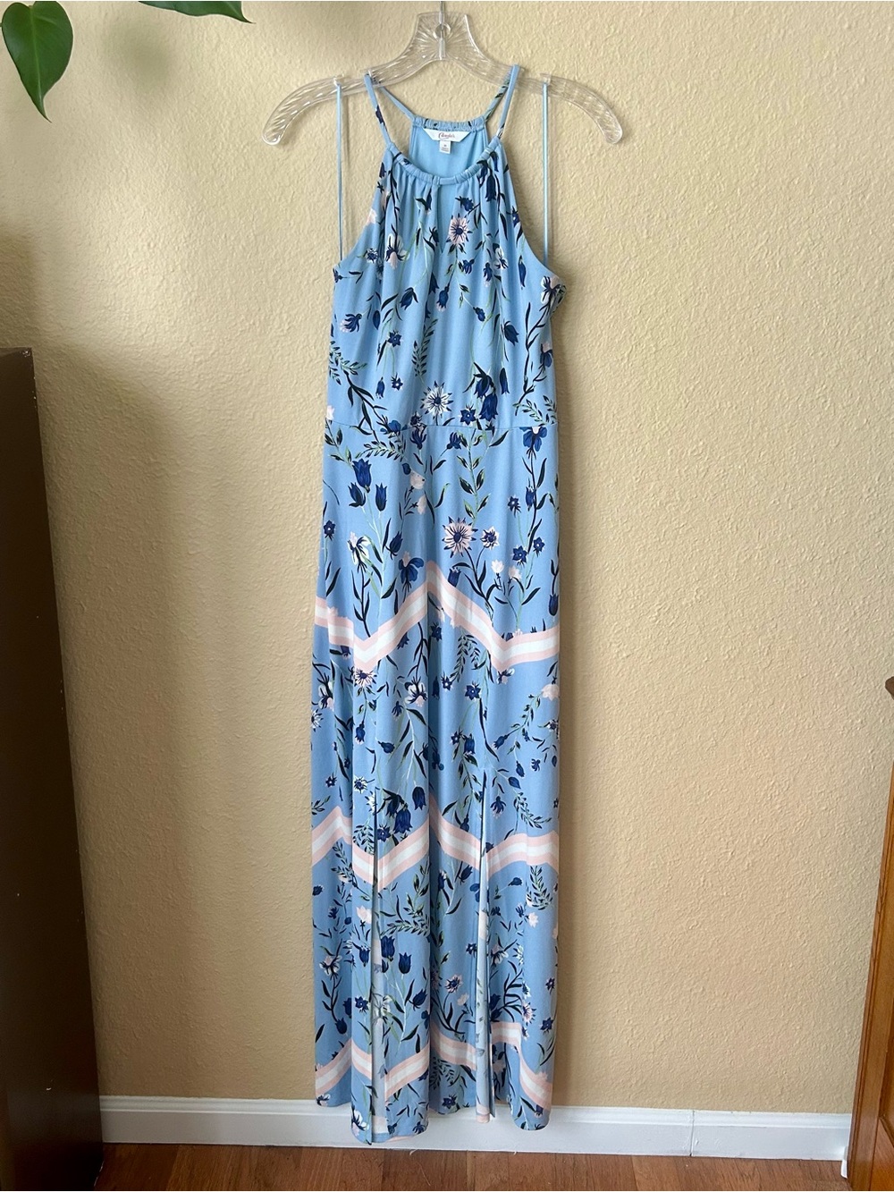 Candie's Light Blue Floral Halter Maxi Dress